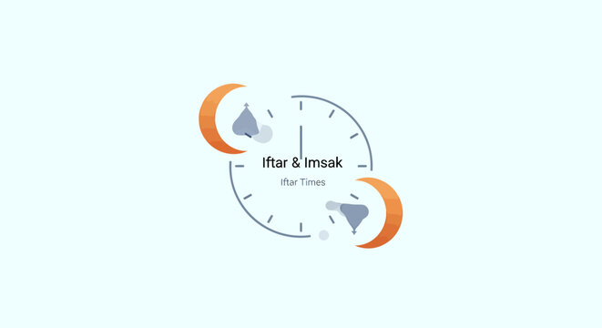 Modern Ramadan &mdash; Clean, Global, Commercial Lifestyle graphic illustrating Iftar and Imsak prayer times, representing the spiritual daily schedule and observance for the holy month