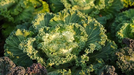 Vegetable in garden. Petit kale or Decorative kale.