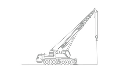 Minimalist outline of a mobile crane with its arm extended © StockSynergy