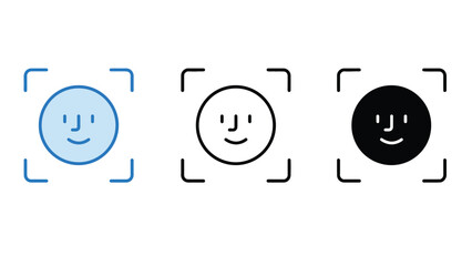 Fototapeta premium Smile icons vector illustration with camera viewfinder lines around faces