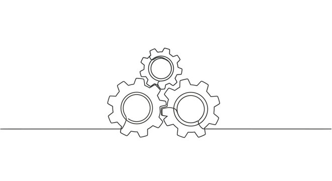 Three Interlocking Gears, Single Line Drawing