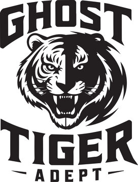 Ghost tiger adept roaring cat mascot poster