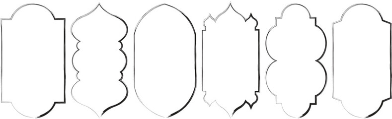 Fototapeta premium Set of decorative Islamic Ramadan arch frames with brush texture