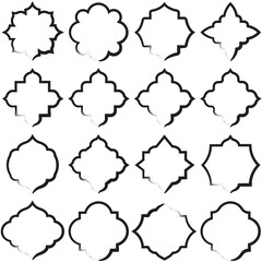 Islamic arch frame set with hand drawn brush outlines