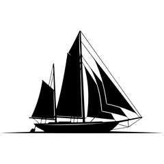 Elegant Black and White Sailing Ship Vector © Eklus
