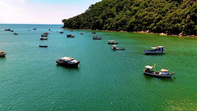 4K Beach Island Guaruja Paradise Boats