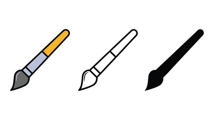 Paintbrush vector icons in different colors and styles for art design