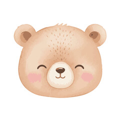 Fototapeta premium Cute watercolor illustration of a teddy bear face.
