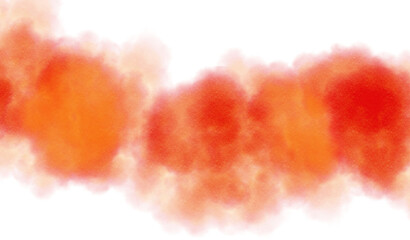 Naklejka premium Colorful fluffy clouds and smog explosion on transparent background. Clouds flow with smoke and fogg explosion. Watercolor paint stains texture effect overlay png background.