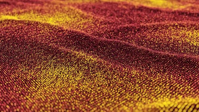 Abstract red and yellow particle wave with shallow depth of field