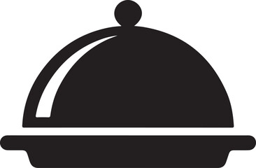 Obraz premium Black serving dish with lid and handle on white background cloche