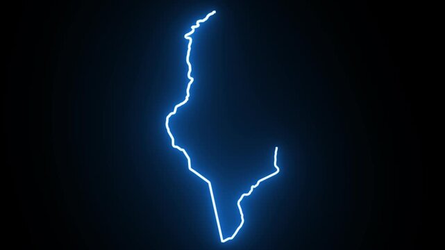  Tunisia Neon Map Outline Animation,Blue & Orange Energy Border on Black Background,Glowing Neon Map Outline Animation,Blue Orange Energy Lines,Futuristic Neon Map Outline,Blue & Orange Energy Border 