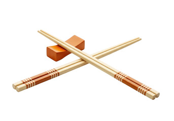 Bamboo Chopsticks with Wooden Rest Isolated