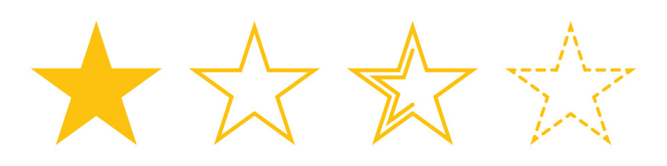 Obraz premium Star Icons Set: Solid, Outline, Double, Dotted - Yellow