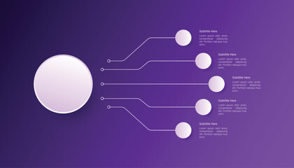 Purple Futuristic Infographic Template With Five Nodes and Circuit Lines