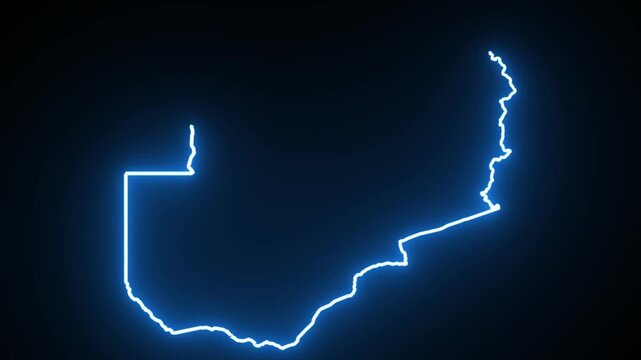 Zambia Neon Map Outline Animation,Blue & Orange Energy Border on Black Background,Glowing Neon Map Outline Animation,Blue Orange Energy Lines,Futuristic Neon Map Outline,Blue & Orange Energy Border An