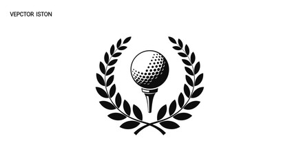Classic Golf Ball on Tee with Laurel Wreath Emblem - Sports Club Logo Vector © penikmat