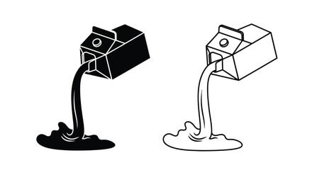 Two melting milk cartons with flowing liquid a striking silhouette © HN2.00