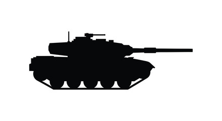 Black silhouette of a modern main battle tank side view silhouette © HN2.00
