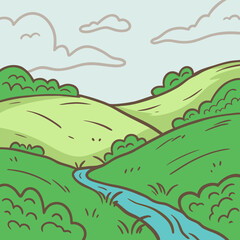 Obraz premium landscape with river and mountains