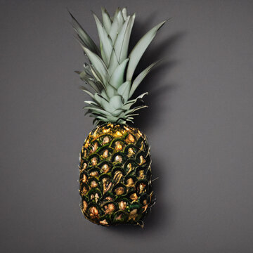 Reto photography a pineapple on gray background
