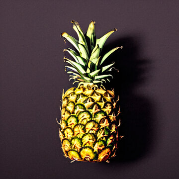 Reto photography a pineapple on black background