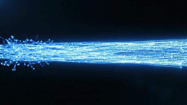 Abstract blue light particle stream futuristic technological background