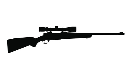 A black silhouette of a hunting rifle with a scope detailed silhouette © HN2.00