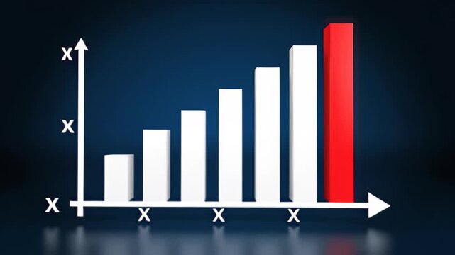 White bar chart with x and y axes showing business data growth