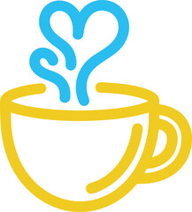 Obraz premium Cup of coffee with heart shape steam, symbol of warmth and love for beverages