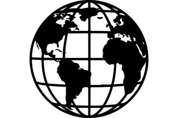 Minimalist Black and White Globe Icon © Abu
