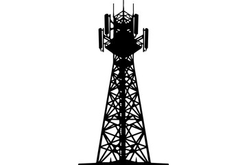 Black and White Cell Tower Illustration