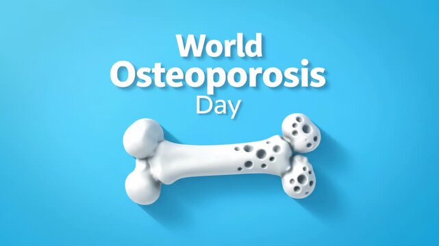 World Osteoporosis Day Concept with Bone Illustration on Blue Background