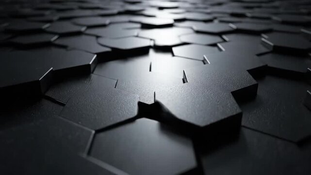 Abstract dark hexagonal surface pattern with subtle light and shadow