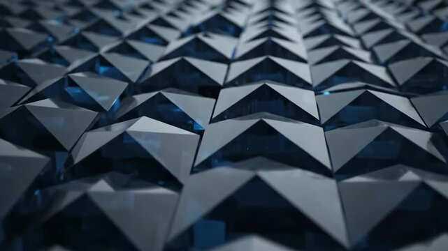 Abstract geometric background pyramid pattern with metallic and blue hues