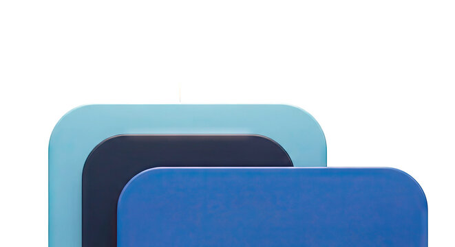 Three layered blue objects with rounded corners