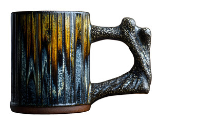 Handmade Clay Cup Showcases Authentic Pottery Style isolated on white PNG