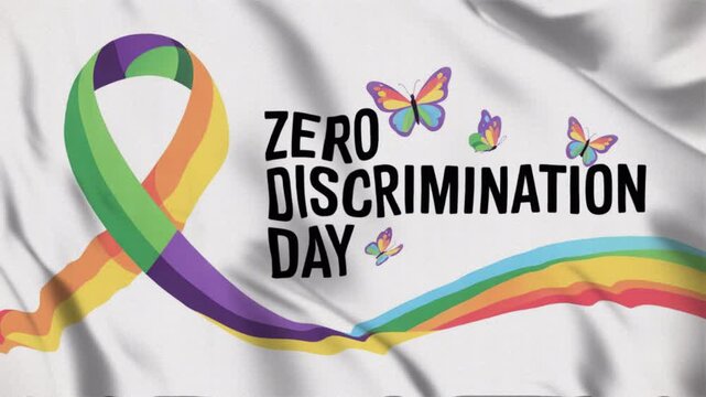 Featuring Zero Discrimination Day in a waving flag style, Great for opening videos, campaign videos, greetings