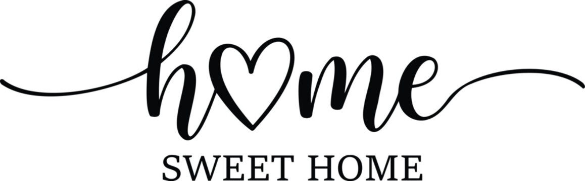A beautifully designed home sweet home logo featuring a heart symbol and elegant typography
