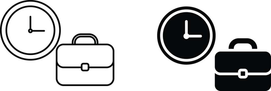 office time icon vector graphic illustration  with white background flat hand made icon fill icon .