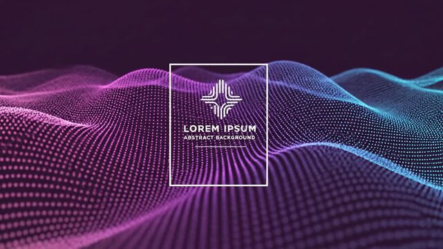 Abstract digital waveform landscape with glowing particle grid surface