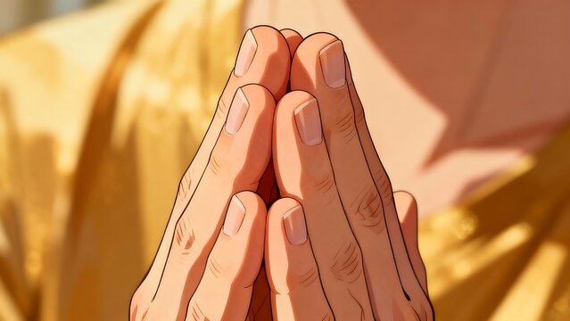 Praying hands gesture for a grateful and blessed happy birthday moment