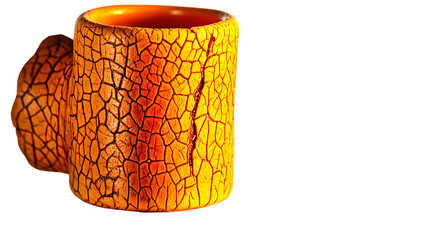 Handmade Clay Cup Presents Minimal Natural Pottery isolated on white PNG