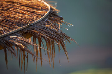 Water dripping on the wooden roof