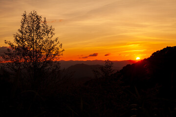 landscape sunrise over the mountains