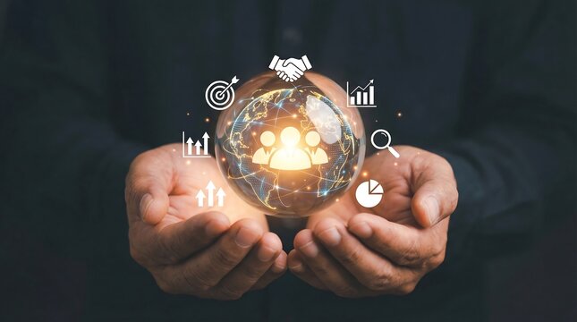 Global Business Network and Human Resource Management Concept with Earth