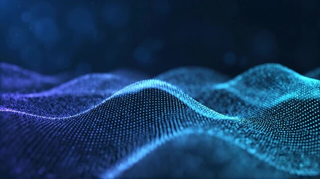 Abstract flowing data visualization with depth of field background