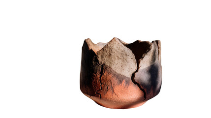 Handmade Clay Cup Shows Traditional Pottery Drinkware isolated on white PNG