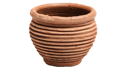 Handmade Clay Cup Displays Rustic Ceramic Craft isolated on white PNG