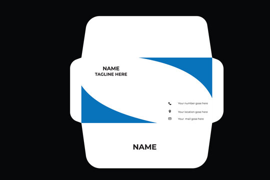 Day White business envelope template with blue abstract design and contact information placeholders stationery